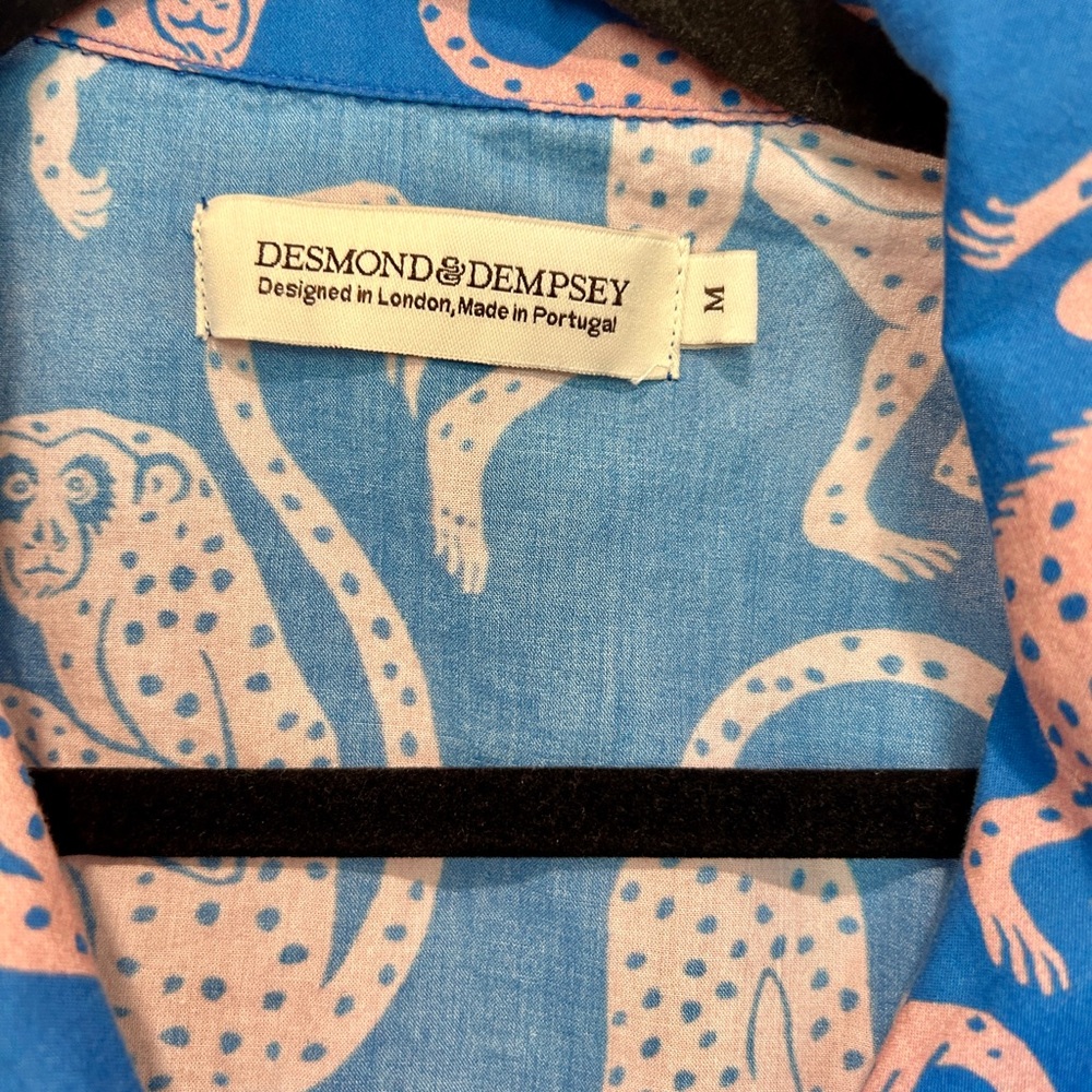 Desmond & Dempsey Pajama Top Shirt Size M Tropical Monkey Short Sleeve Button Up - Picture 4 of 8